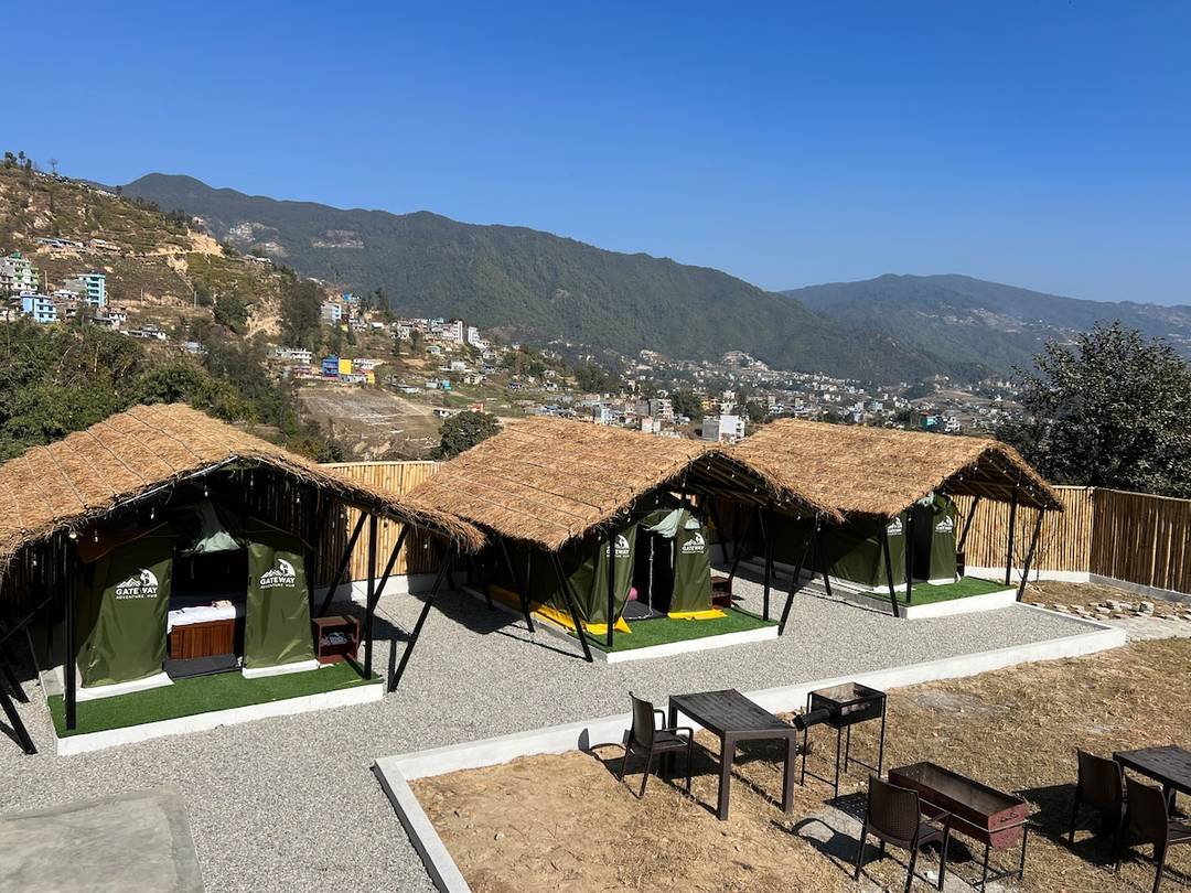 Glamping tents in the nature.
