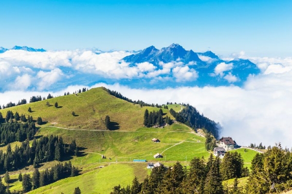 2-Day Swiss Alps Spa Wellness Tour from Zurich: Mount Rigi, Mineral Bath & Spa, Chapel Bridge, Lion Monument