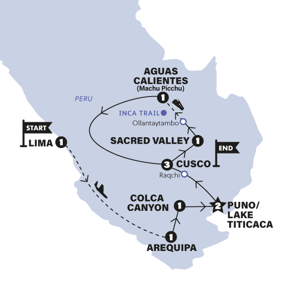 11-Day Peru's Historical and Natural Tour from Lima With Inca Trail Trek: Arequipa, Puno, Cusco, Sacred Valley, Machu Picchu | Maximum 30 people