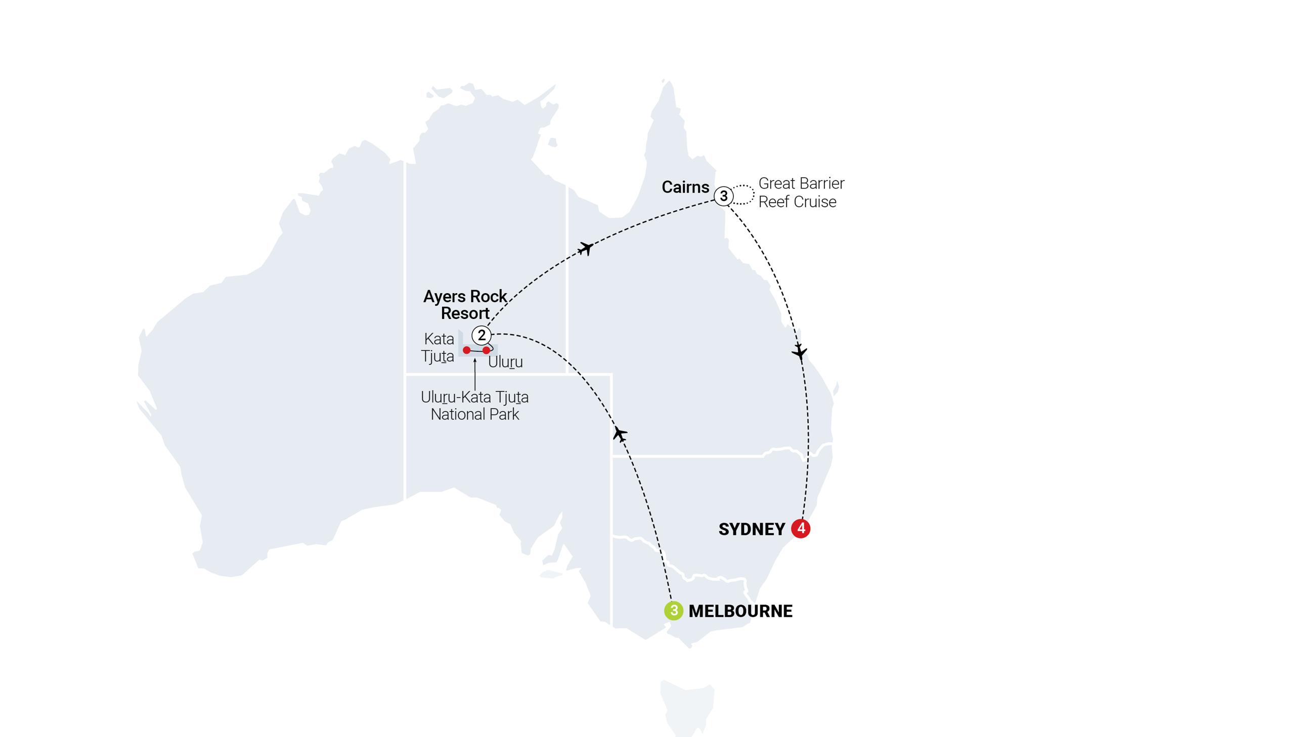 13-Day Australian Highlights Tour With Internal Air from Melbourne: Uluru, Cairns and Sydney | Great Barrier Reef | 1 Country and 4 Cities | 12 Breakfasts, 2 Lunches & 3 Dinners